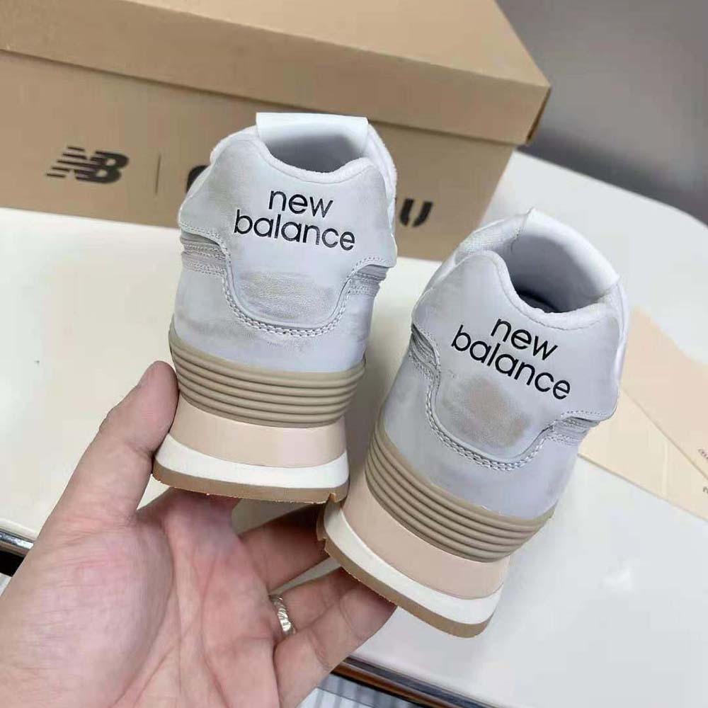 Miu Miu Women New Balance 574 x Miu Miu Vintage-Effect Nappa Leather Sneakers - image 10