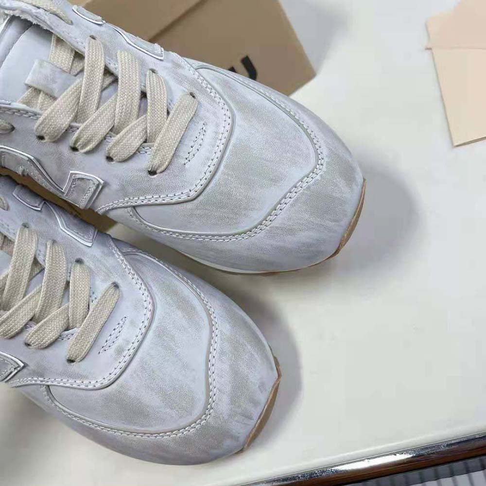 Miu Miu Women New Balance 574 x Miu Miu Vintage-Effect Nappa Leather Sneakers - image 9
