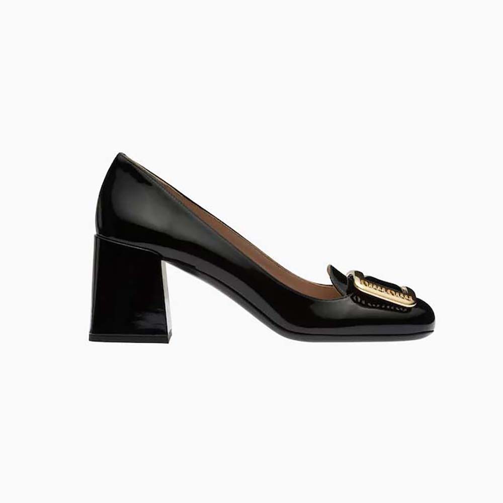 Side view of Miu Miu Women Patent Leather Pumps in black with 65 mm heel
