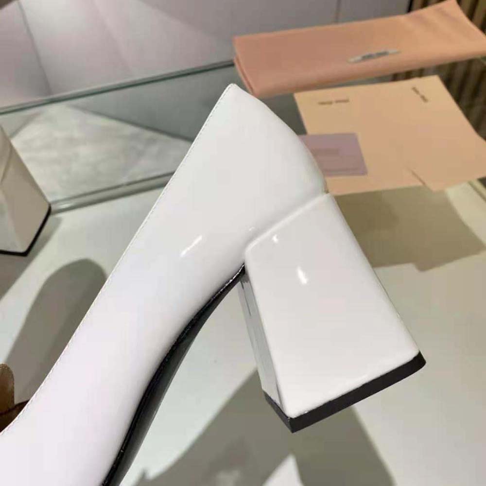 Miu Miu Women Patent Leather Pumps in 65 mm Heel Height-White - image 9