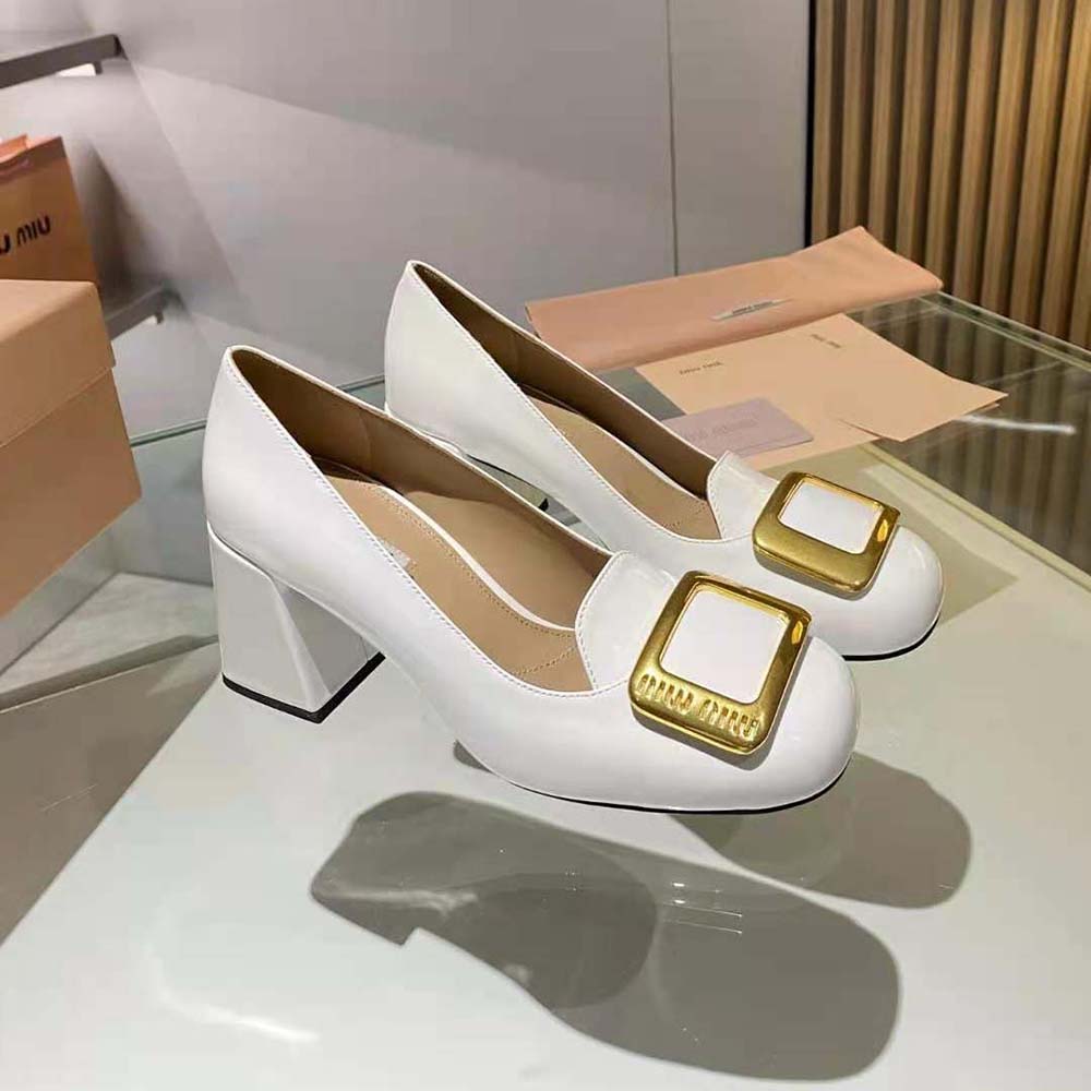 Miu Miu Women Patent Leather Pumps in 65 mm Heel Height-White - image 4