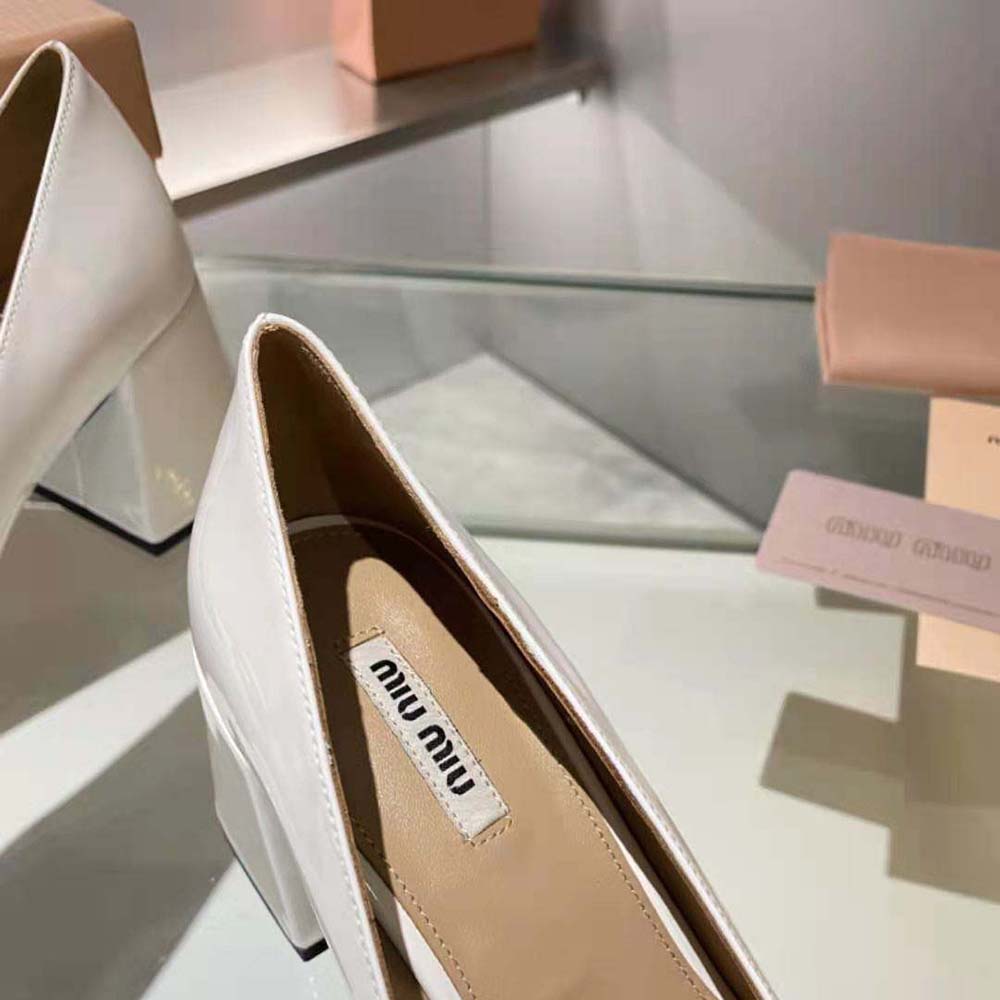 Miu Miu Women Patent Leather Pumps in 65 mm Heel Height-White - image 7