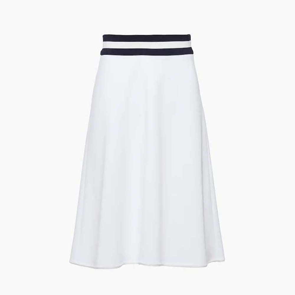 Front view of Miu Miu Women Piqué Skirt with Jacquard Logo in white