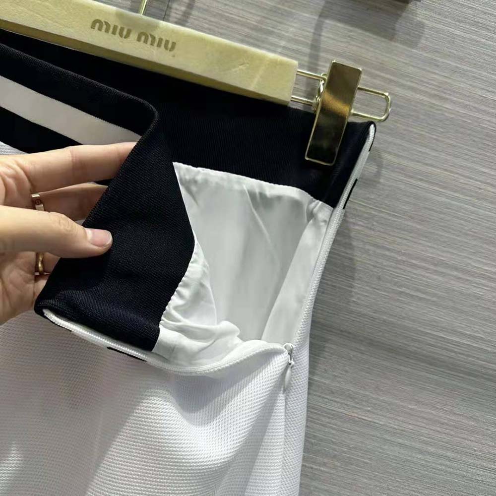 Miu Miu Women Piqué Skirt with Jacquard Logo - image 9