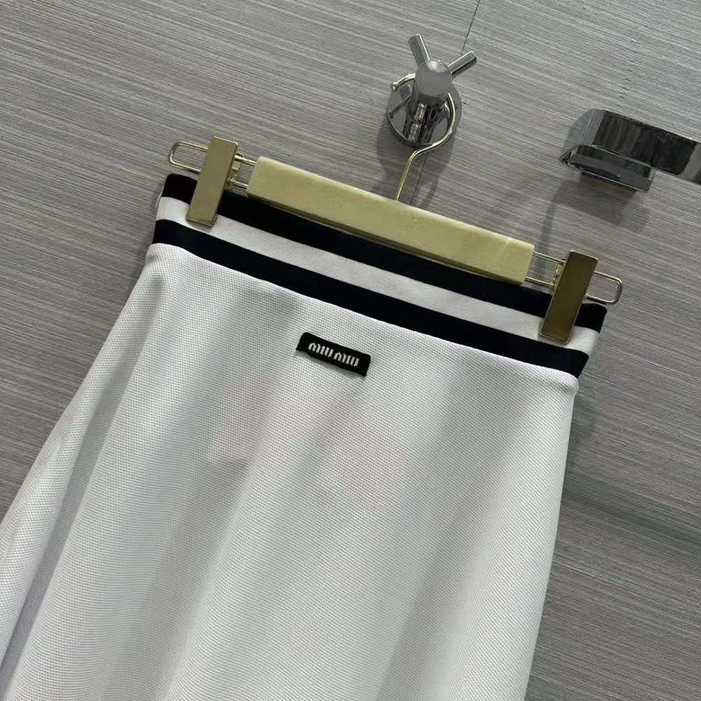 Miu Miu Women Piqué Skirt with Jacquard Logo - image 5
