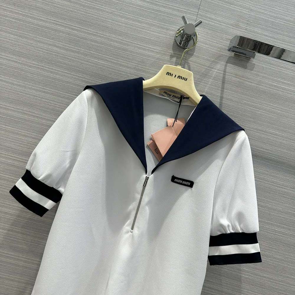 Miu Miu Women Piqué Top with Jacquard Logo - image 5