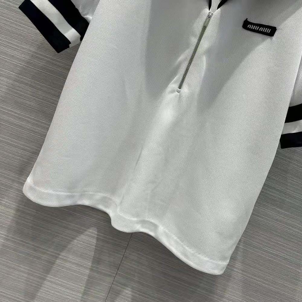 Miu Miu Women Piqué Top with Jacquard Logo - image 8