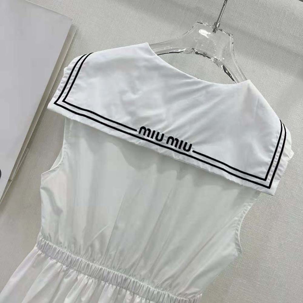 Miu Miu Women Sailor Poplin Dress with Embroidered Logo - image 6