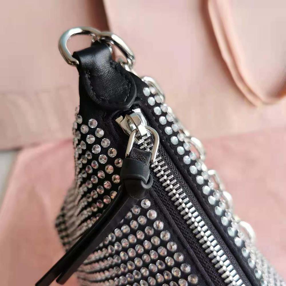 Miu Miu Women Spirit Satin Bag with Appliqués-Black - image 9