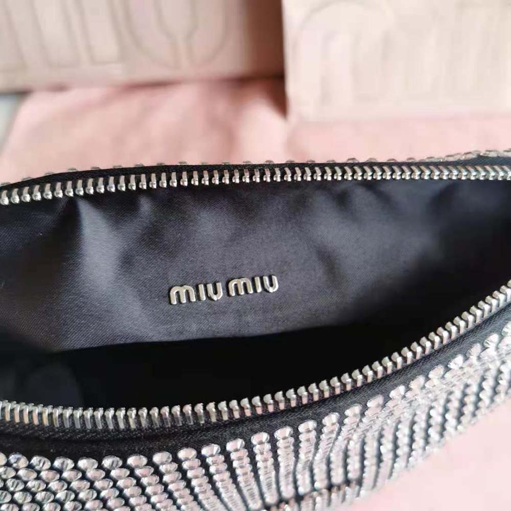 Miu Miu Women Spirit Satin Bag with Appliqués-Black - image 8