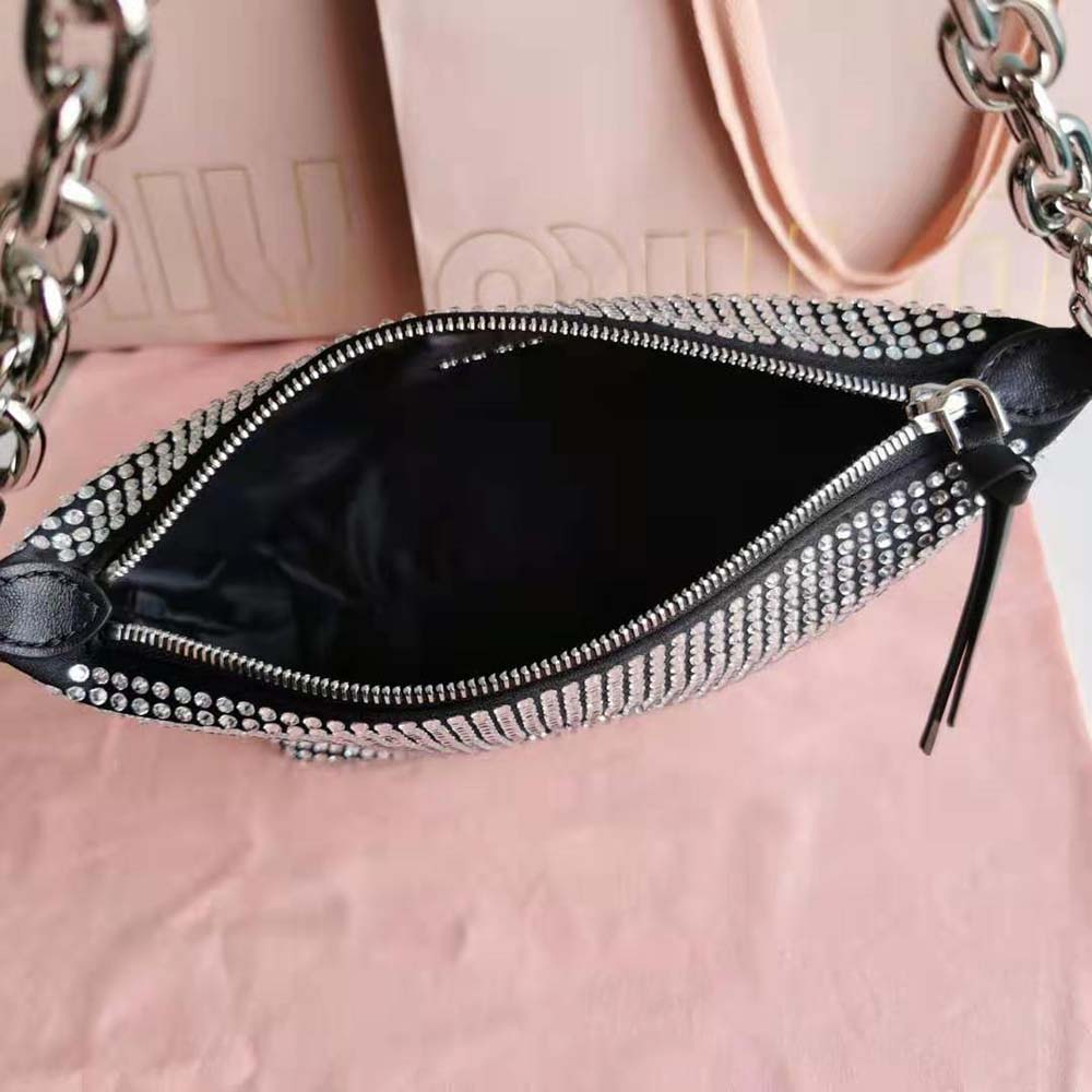 Miu Miu Women Spirit Satin Bag with Appliqués-Black - image 6