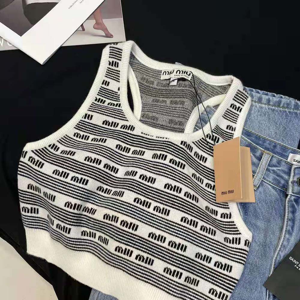 Miu Miu Women Viscose Top with Jacquard Logo - image 6