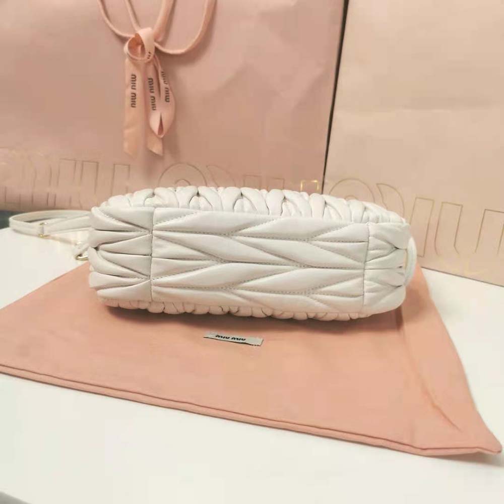 Miu Miu Women Wander Matelassé Nappa Leather Hobo Bag-White - image 5