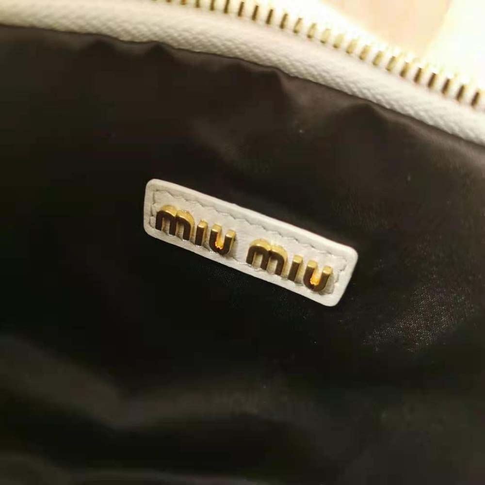 Miu Miu Women Wander Matelassé Nappa Leather Hobo Bag-White - image 10