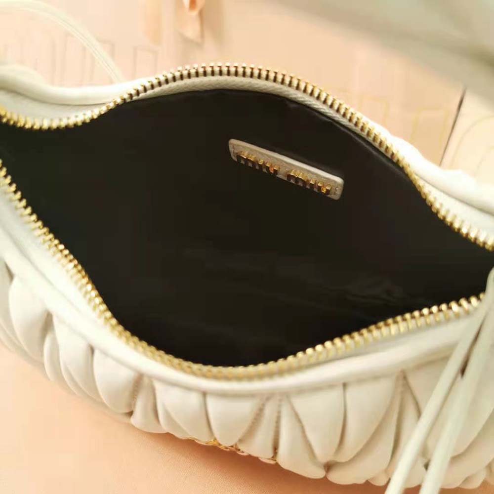 Miu Miu Women Wander Matelassé Nappa Leather Hobo Bag-White - image 9
