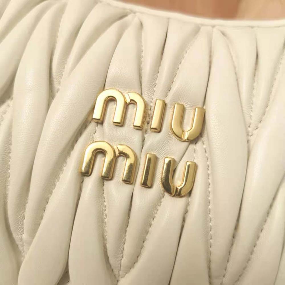 Miu Miu Women Wander Matelassé Nappa Leather Hobo Bag-White - image 7