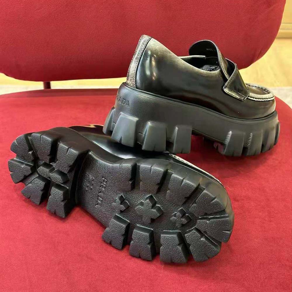 Prada Men Monolith Nuanced Brushed Leather Loafers - image 10