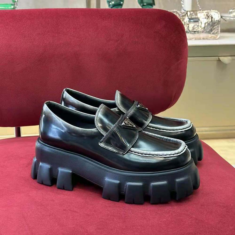 Prada Men Monolith Nuanced Brushed Leather Loafers - image 4