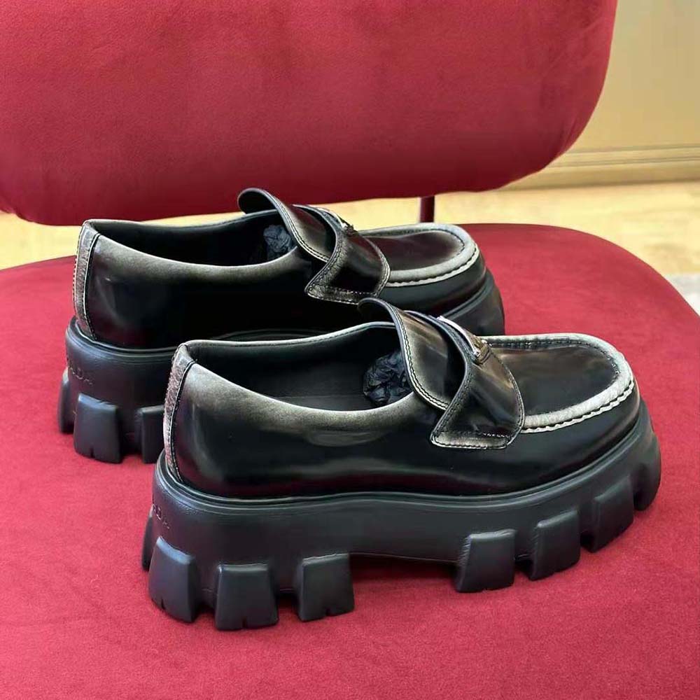 Prada Men Monolith Nuanced Brushed Leather Loafers - image 5