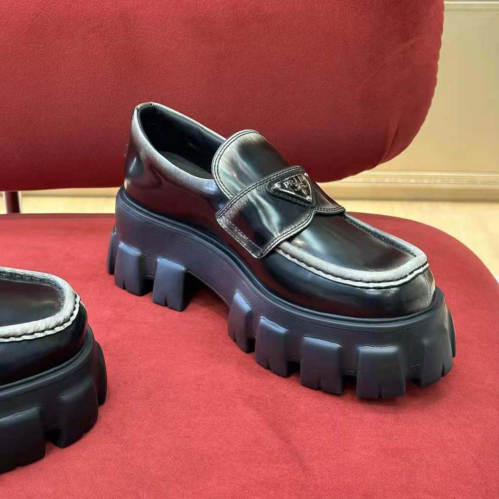 Prada Men Monolith Nuanced Brushed Leather Loafers - image 6