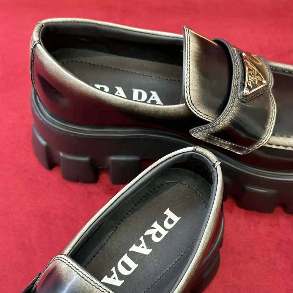 Prada Men Monolith Nuanced Brushed Leather Loafers - image 8
