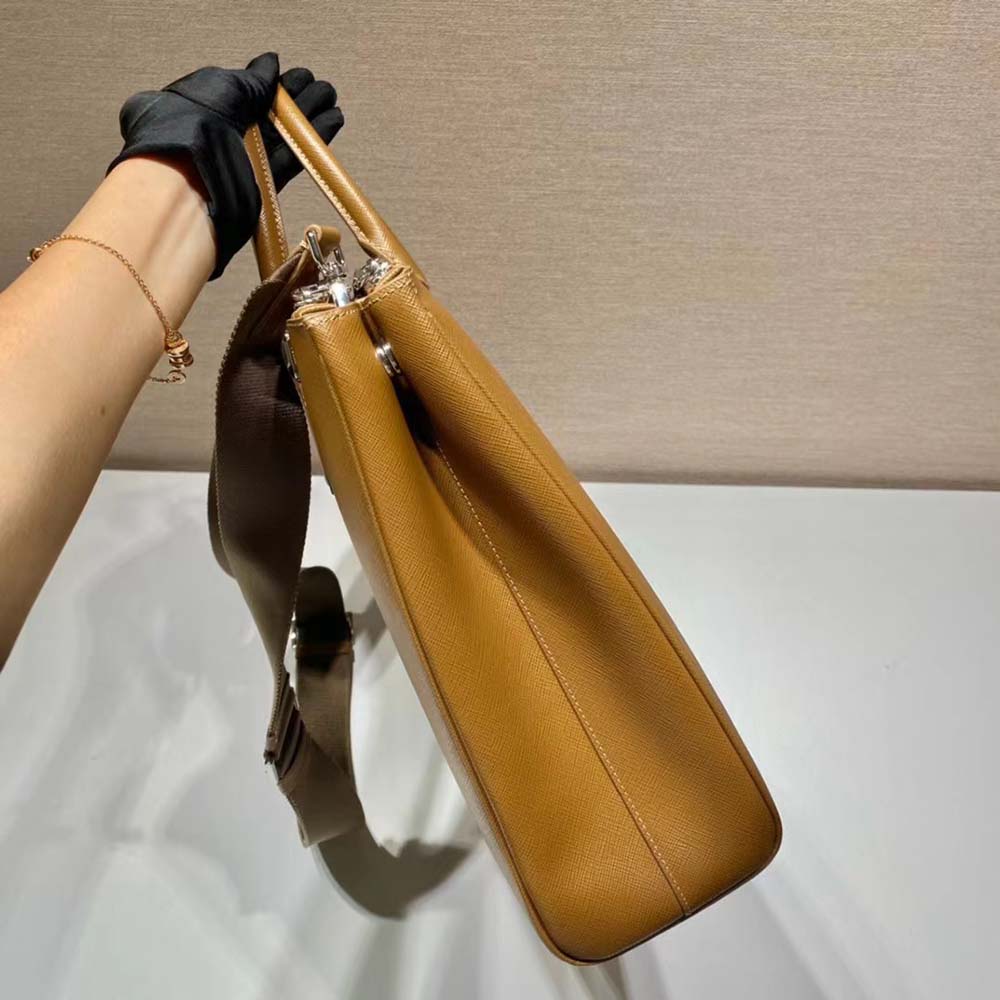 Prada Men Saffiano Leather Prada Galleria Bag-Brown - image 7
