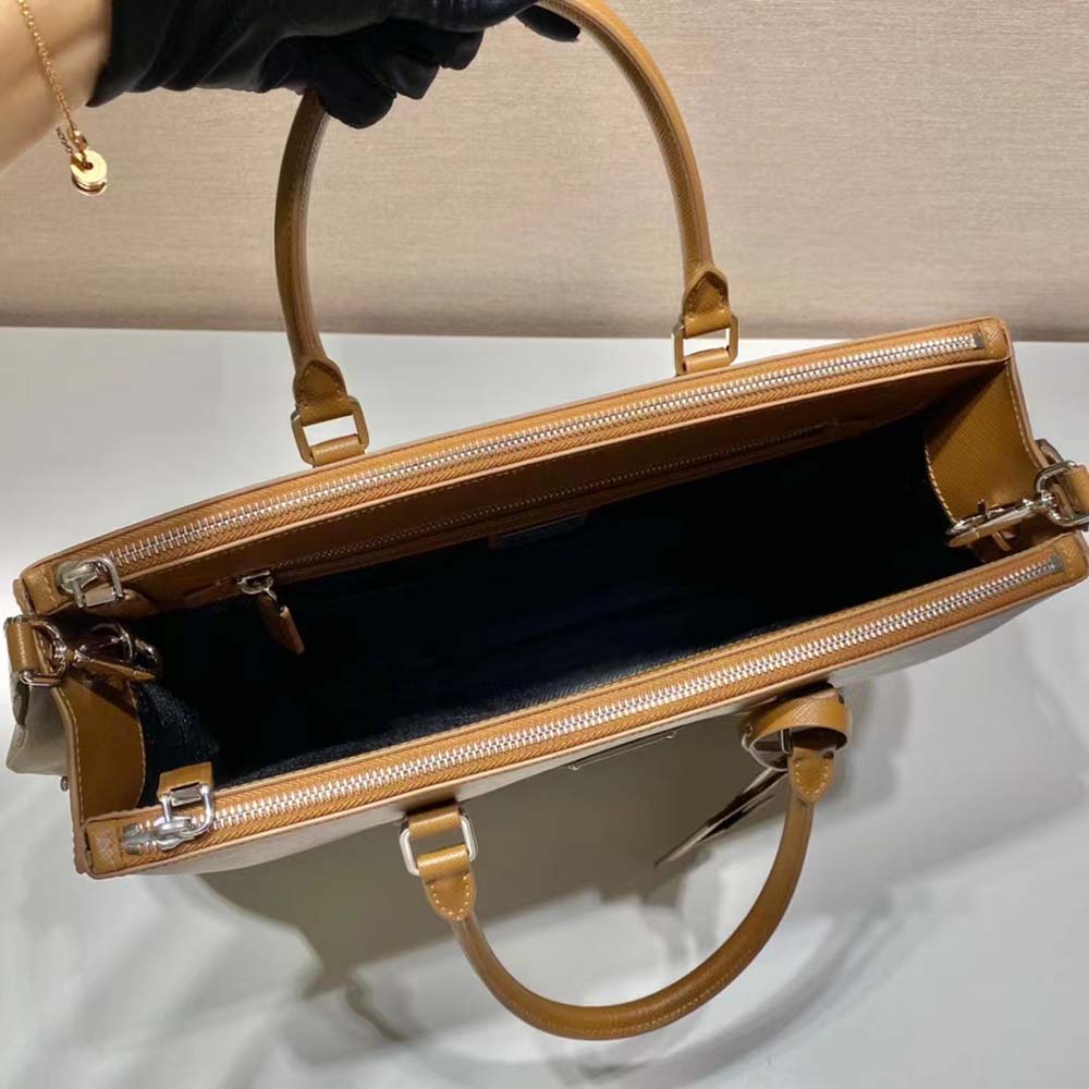 Prada Men Saffiano Leather Prada Galleria Bag-Brown - image 9