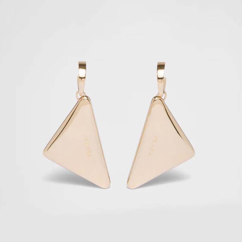 Front view of Prada Women Eternal Gold Medium Drop Earrings in yellow gold