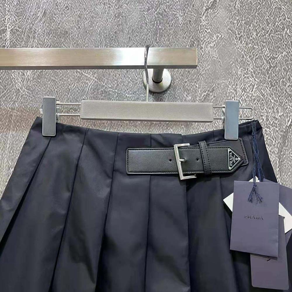Prada Women Gabardine Miniskirt with Enameled Metal Triangle Logo - image 5