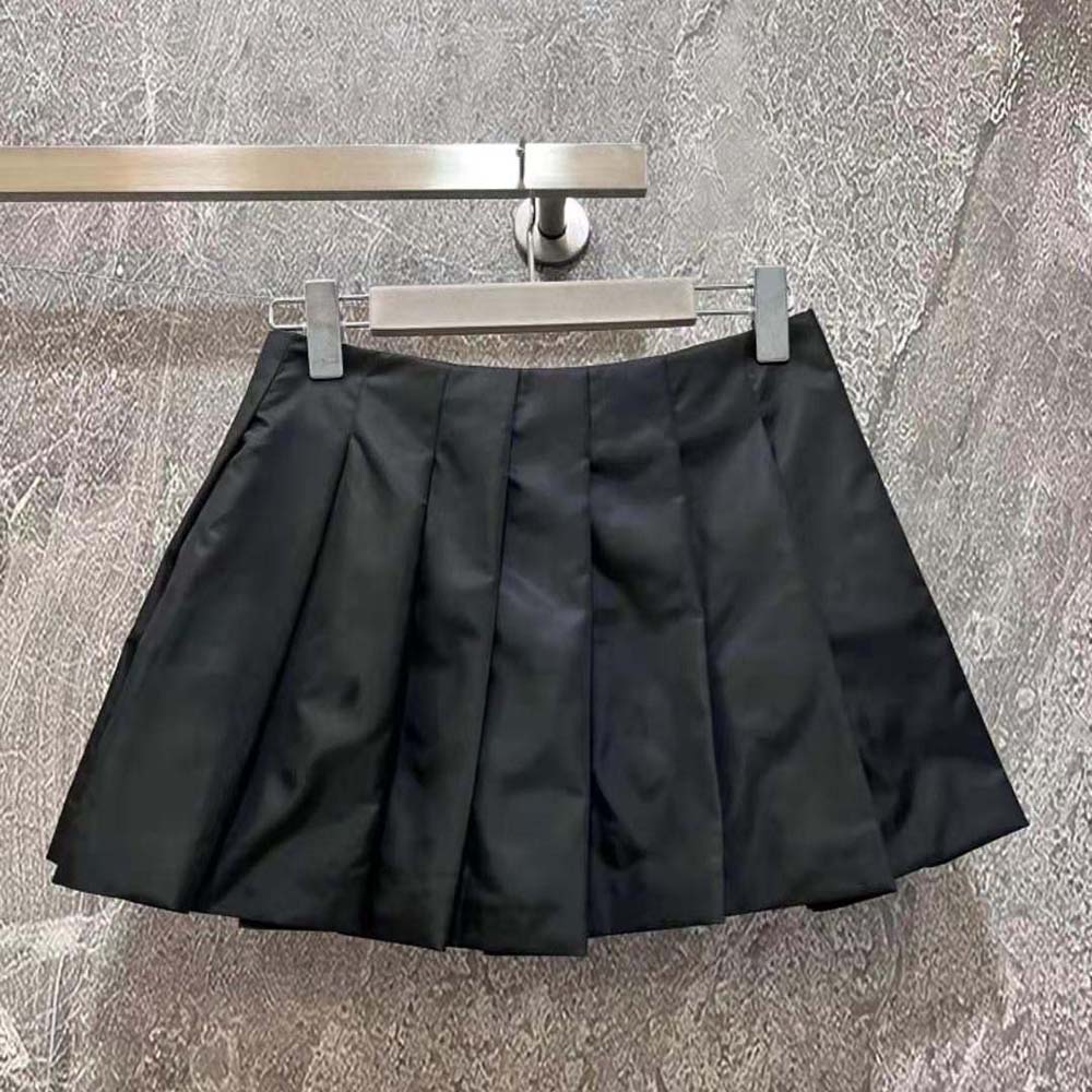 Prada Women Gabardine Miniskirt with Enameled Metal Triangle Logo - image 4