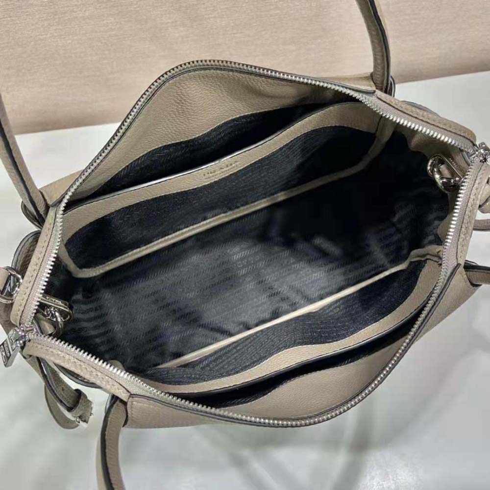 Prada Women Large Leather Handbag-Gray - image 9