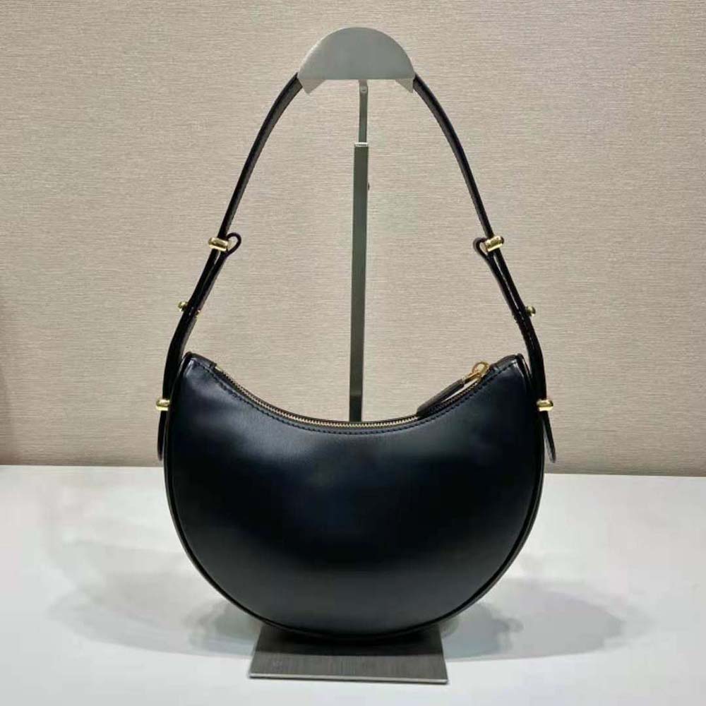 Side angle showing adjustable strap on Prada Women Leather Shoulder Bag