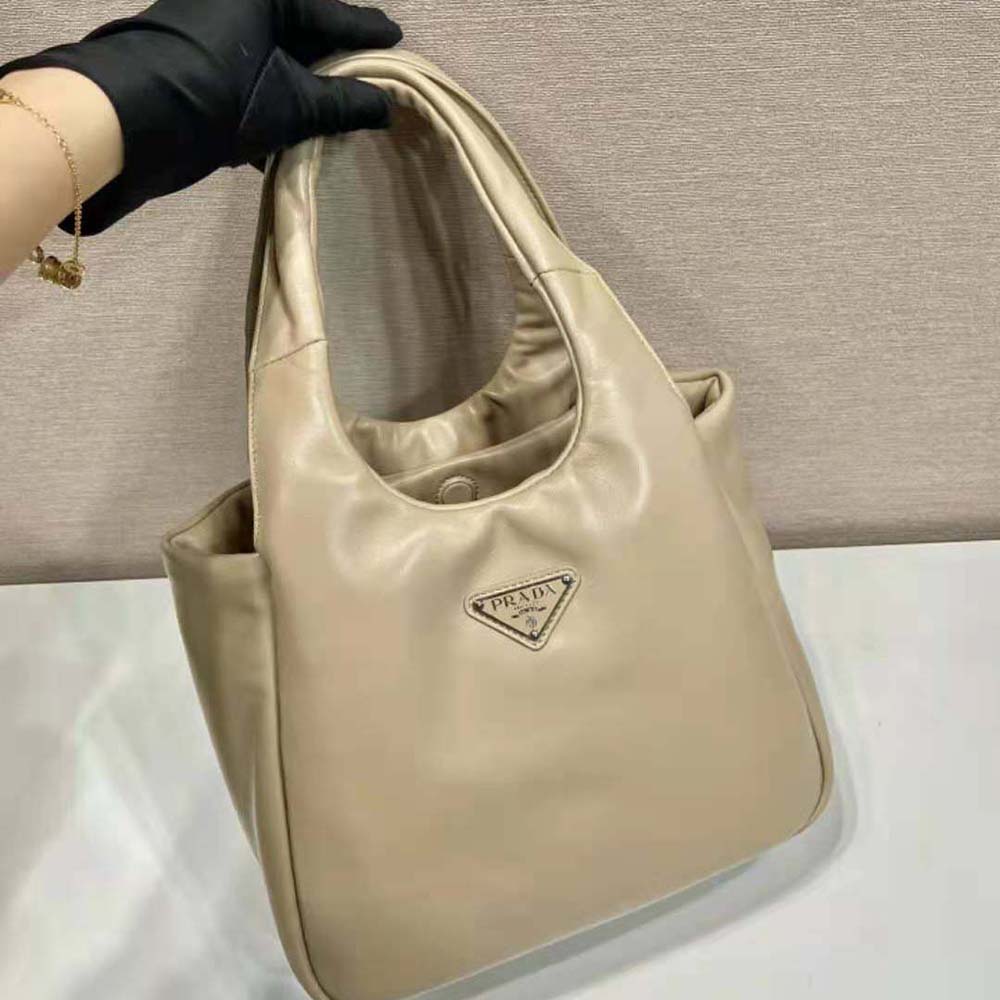 Prada Women Medium Padded Prada Soft Nappa Leather Bag-Beige - image 4