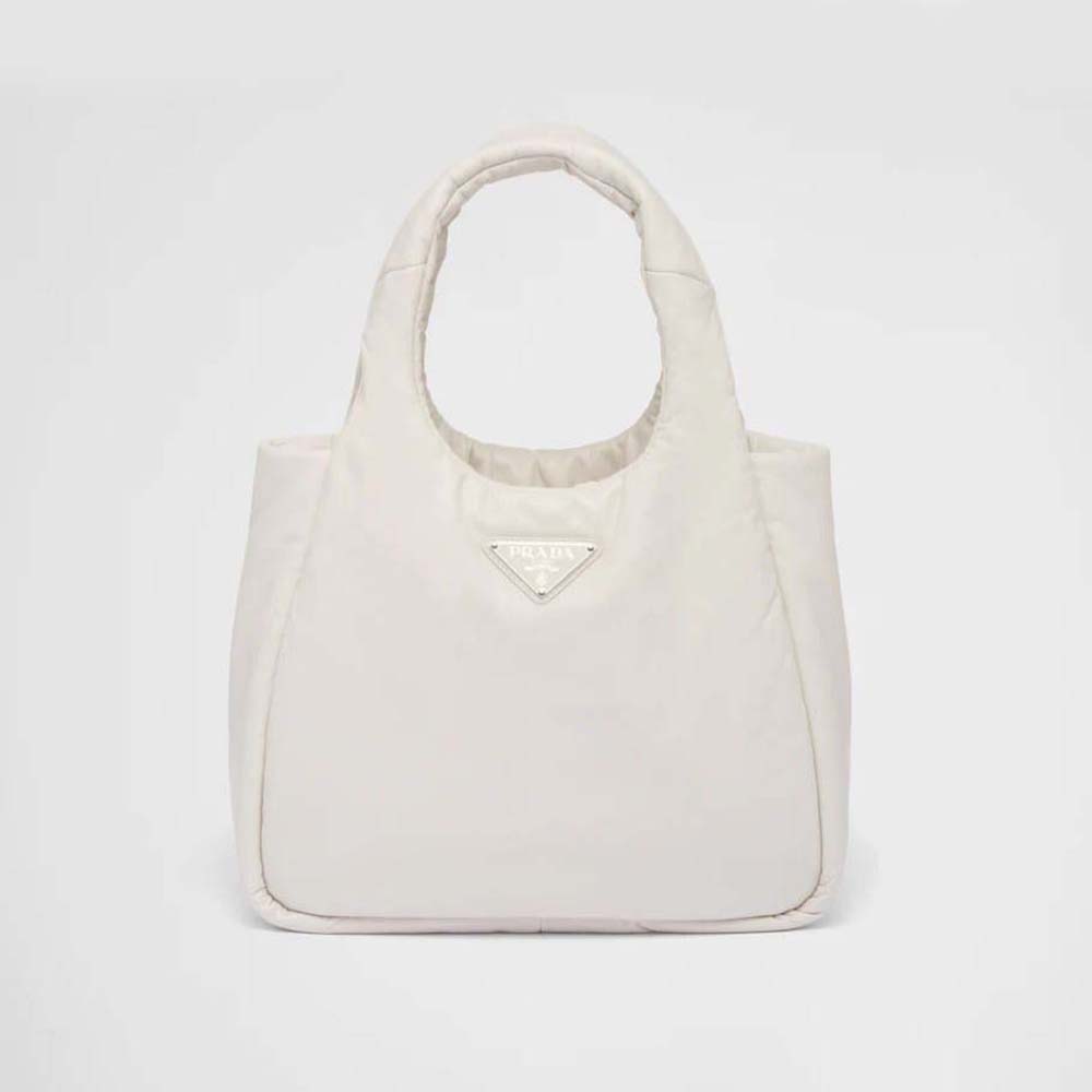 Front view of Prada Women Medium Padded Prada Soft Nappa Leather Bag-White