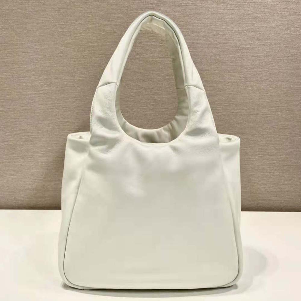Side angle showing padded silhouette of Prada Women Medium Soft Nappa Leather Bag