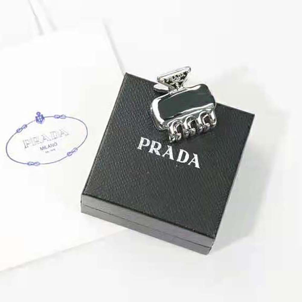 Prada Women Metal Hair Clip displayed on neutral background, logo visible