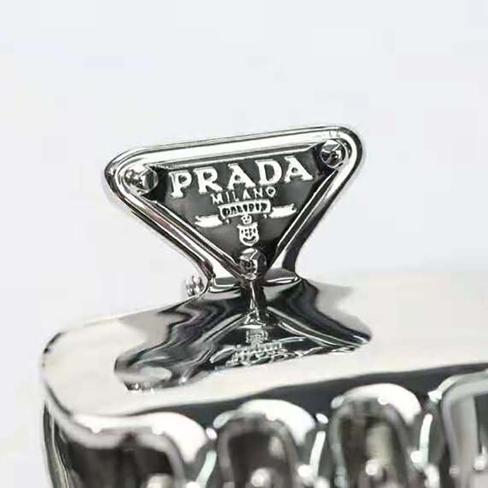 Prada Women Metal Hair Clip with Enameled-Metal Triangle Logo - image 8