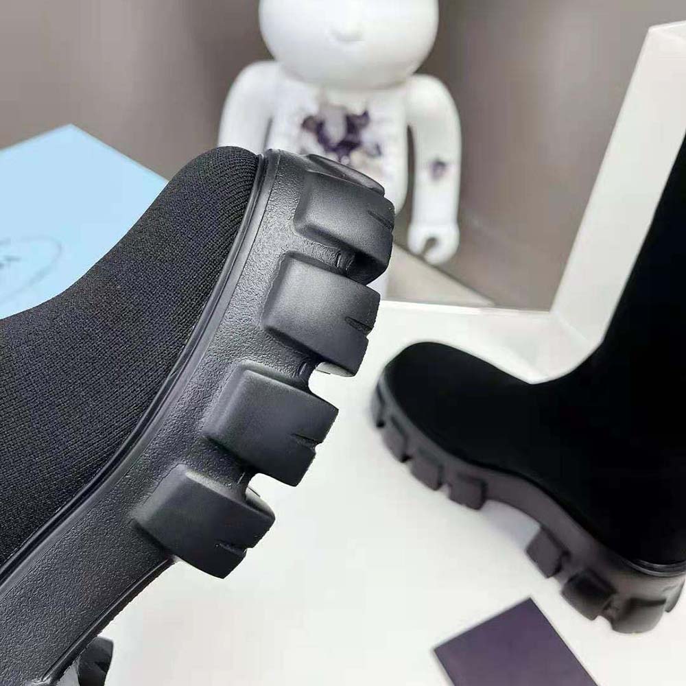 Prada Women Monolith Knit Boots with Embossed Rubber Triangle Logo - image 8