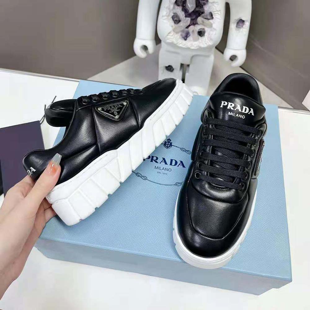 Prada Women Padded Nappa Leather Sneakers-Black - image 4