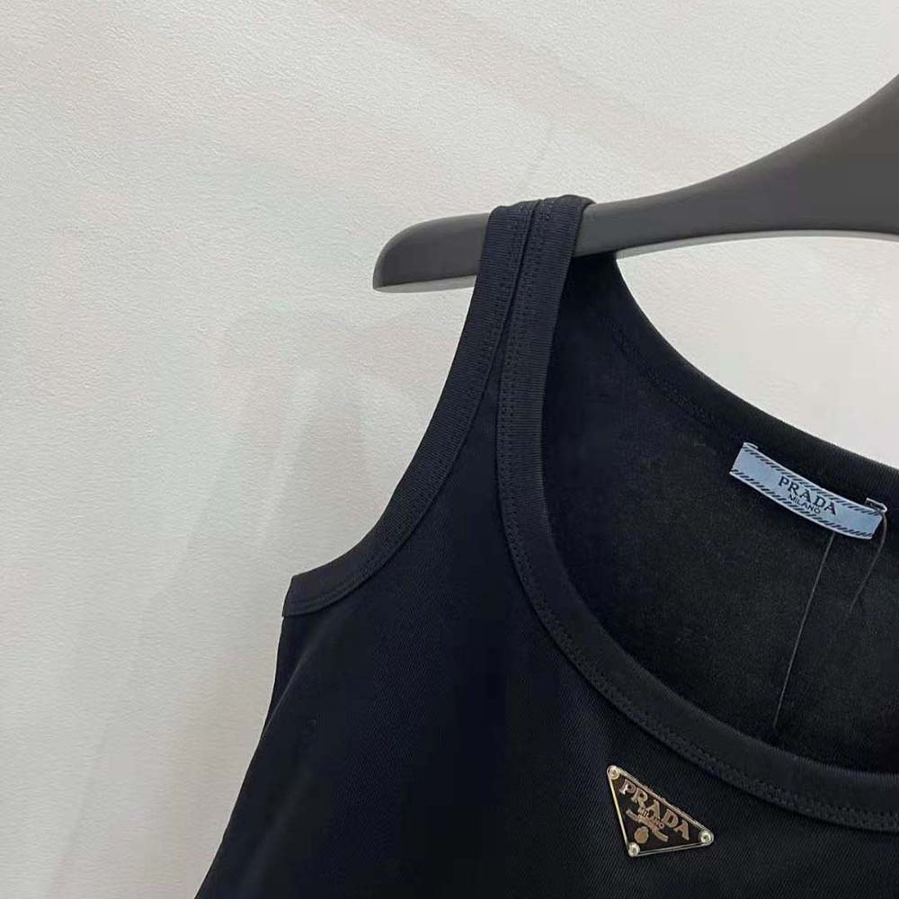 Prada Women Ribbed Knit Jersey Tank Top-Black - image 5