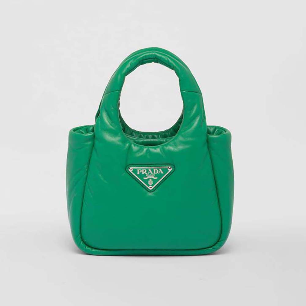 Front view of Prada Women Small Padded Prada Soft Nappa-Leather Bag-Green