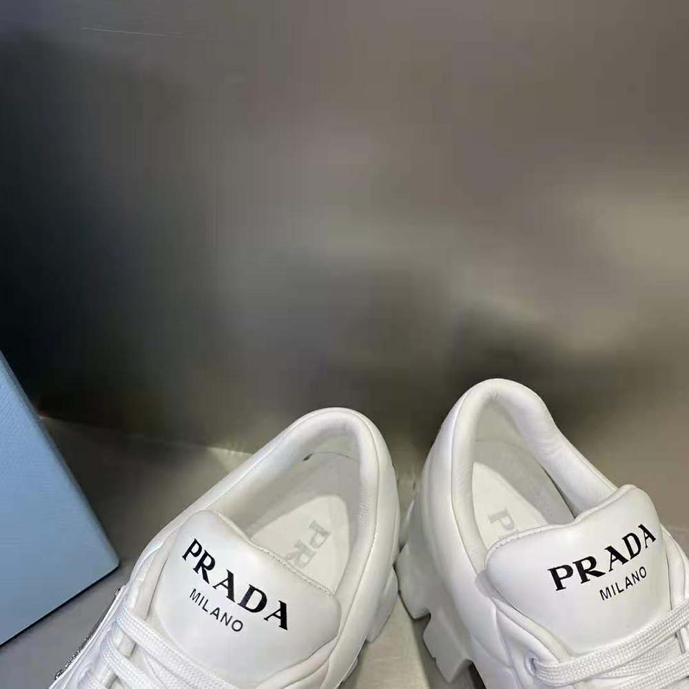 Prada Women Soft Padded Nappa Leather Lace-up Shoes-White - image 6