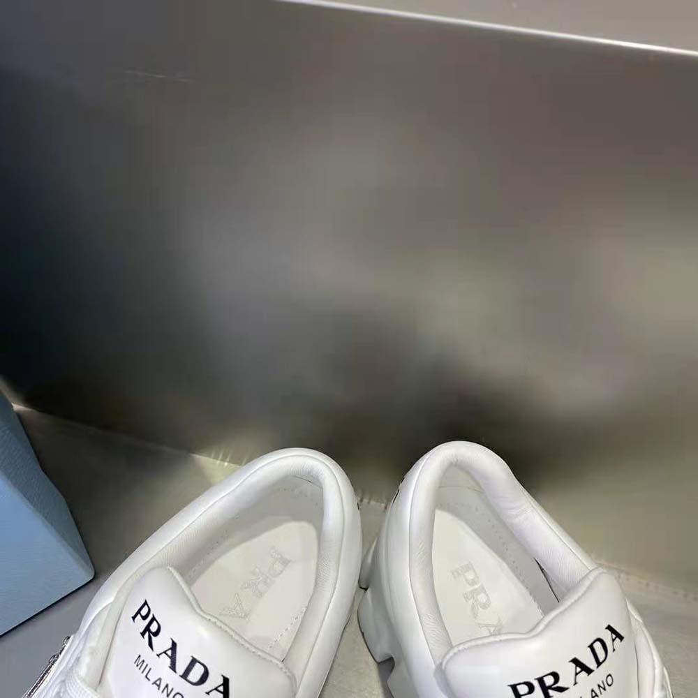 Prada Women Soft Padded Nappa Leather Lace-up Shoes-White - image 7