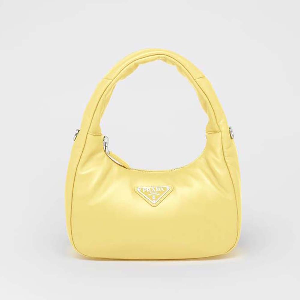 Front view of Prada Women Soft Padded Nappa Leather Mini-Bag-Yellow