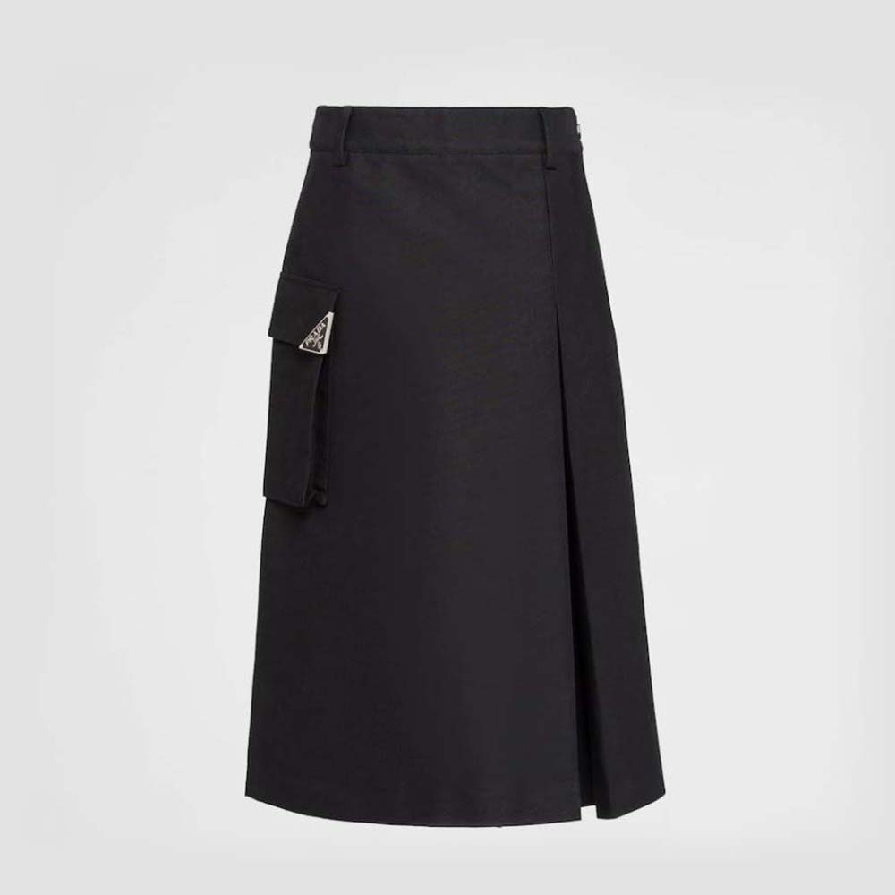 Front view of Prada Women Technical Canvas Skirt in black