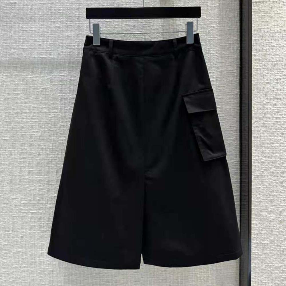 Side profile showing straight silhouette of Prada Women Technical Canvas Skirt