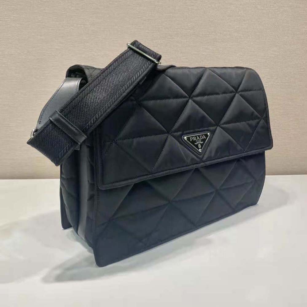 Prada Women Topstitched Re-Nylon Shoulder Bag-Black - image 5