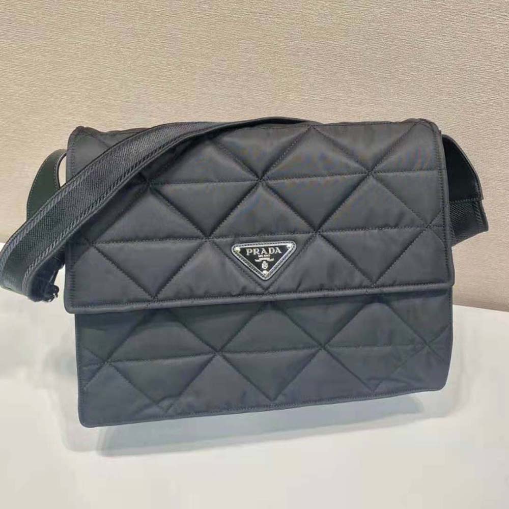 Prada Women Topstitched Re-Nylon Shoulder Bag-Black - image 4