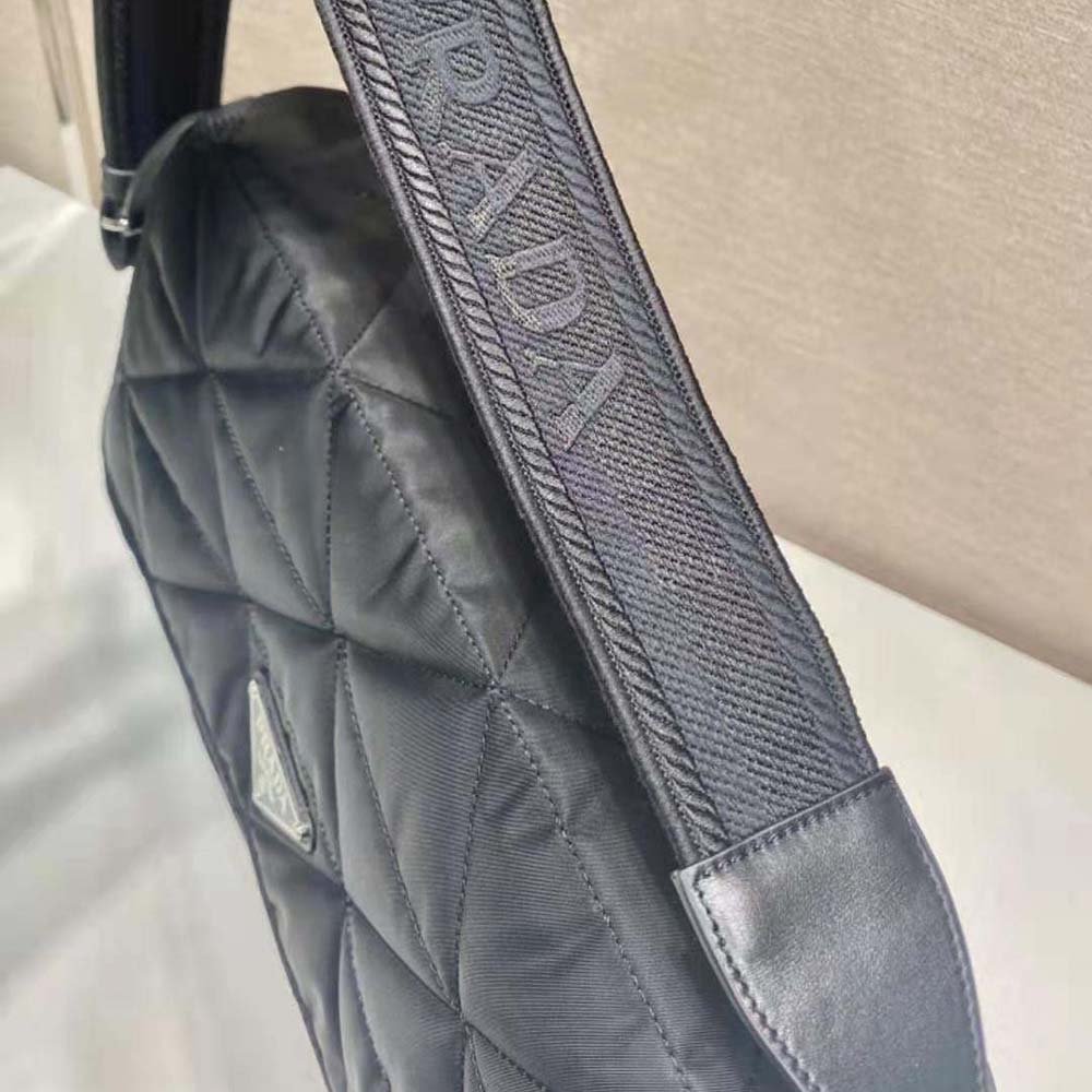 Prada Women Topstitched Re-Nylon Shoulder Bag-Black - image 8