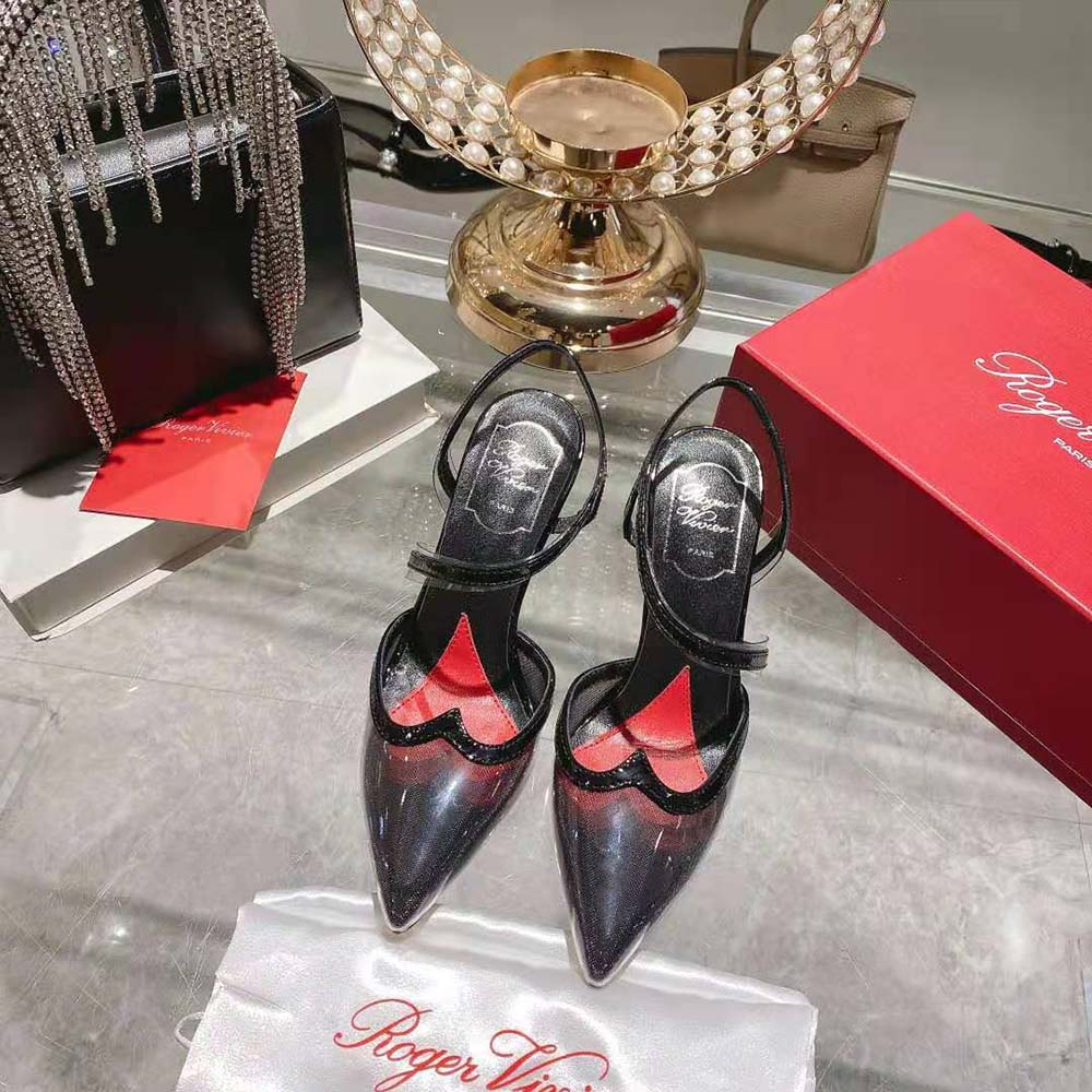 Close-up of buckle detail on Roger Vivier Women I Love Vivier Slingback Pumps
